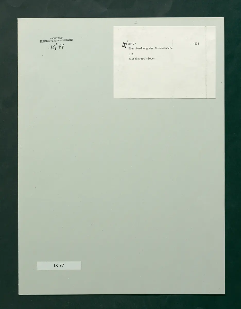 Dienstordnung der Museumswache