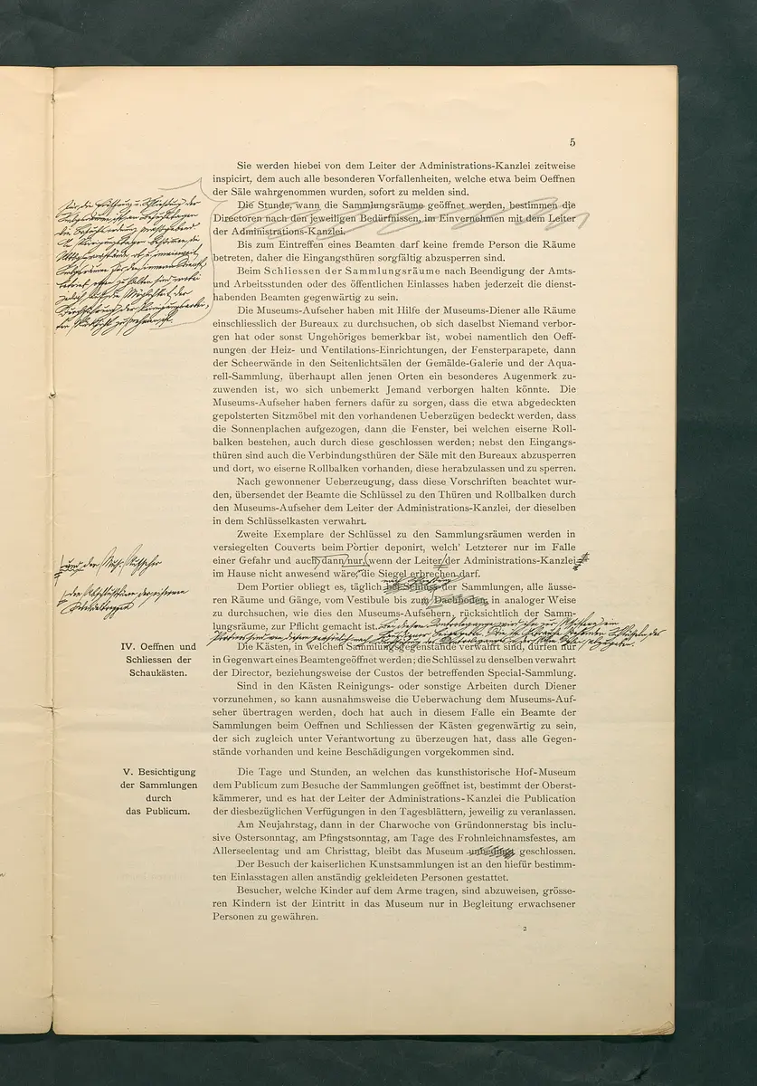 Bestimmungen für den Dienstbetrieb in den kunsthistorischen Sammlungen des Allerhöchsten Kaiserhauses