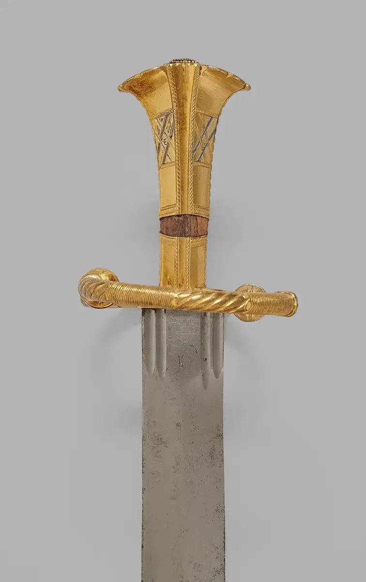 Landsknechtsschwert (sog. Katzbalger) mit Scheide für acht Messer und einen Pfriem