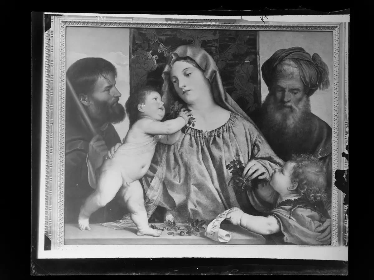 Kirschenmadonna (Links hl. Joseph, rechts Johannesknabe und hl. Zacharias)
