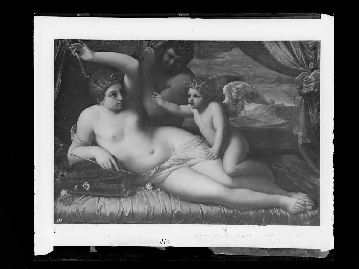 Venus und Amor mit einem Satyr