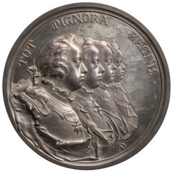 Habsburg: Maria Theresia und Franz I. Stephan / Erzherzöge Joseph (der spätere Kaiser Joseph II.), Karl Joseph, Peter Leopold (der spätere Kaiser Leopold II.) und Ferdinand (auf die gesicherte Thronfolge)