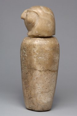 Kanope der Tjes-bastet-peret mit Deckel in Form eines Falkenkopfes