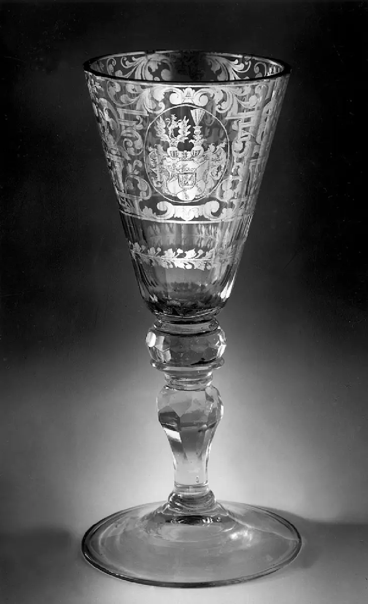 Pokal mit Zwischensilberdekor und Wappen Schreyvogel