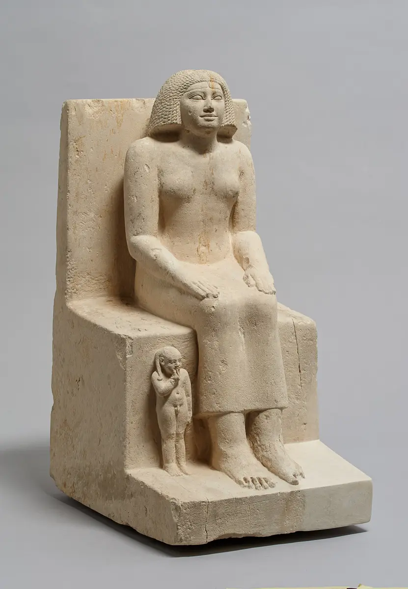 Sitzstatue der Chent und ihres Sohnes Rudju