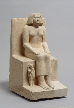 Sitzstatue der Chent und ihres Sohnes Rudju