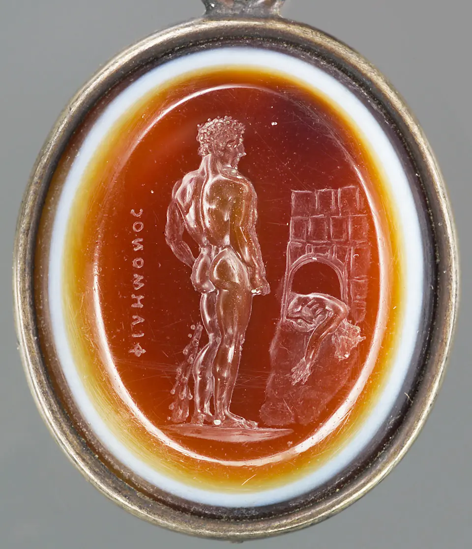 Theseus betrachtet den erlegten Minotaurus