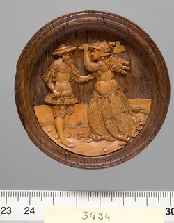 Penthesilea und Pyrrhus; Spielstein für das Brettspiel für den "Langen Puff"