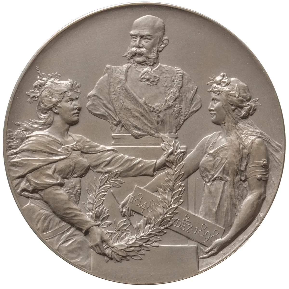 Habsburg: Kaiser Franz Joseph I.; Huldigungsmedaille der Stadt Wien auf das 50-jährige Jubiläum des Regierungsantritts
