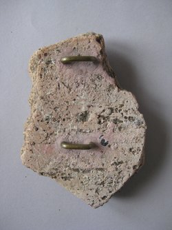 Fragment aus der linken Hälfte einer Nillandschaft: Rohrhütte