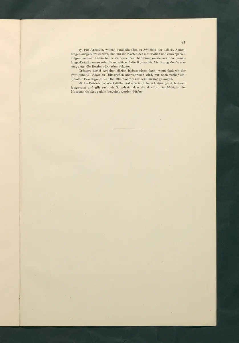 Bestimmungen für den Dienstbetrieb in den kunsthistorischen Sammlungen des Allerhöchsten Kaiserhauses