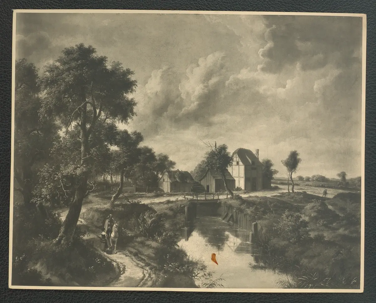 M. Hobbema; Landschaft. Öl-Leinwand, 94,5 x 120 cm