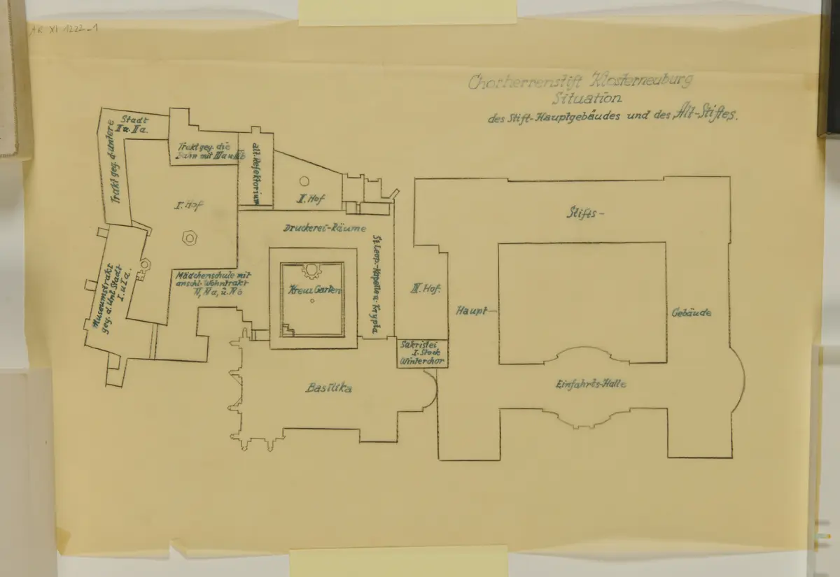 Chorherrenstift Klosterneuburg. Situation des Stift-Hauptgebäudes und des Alt-Stiftes