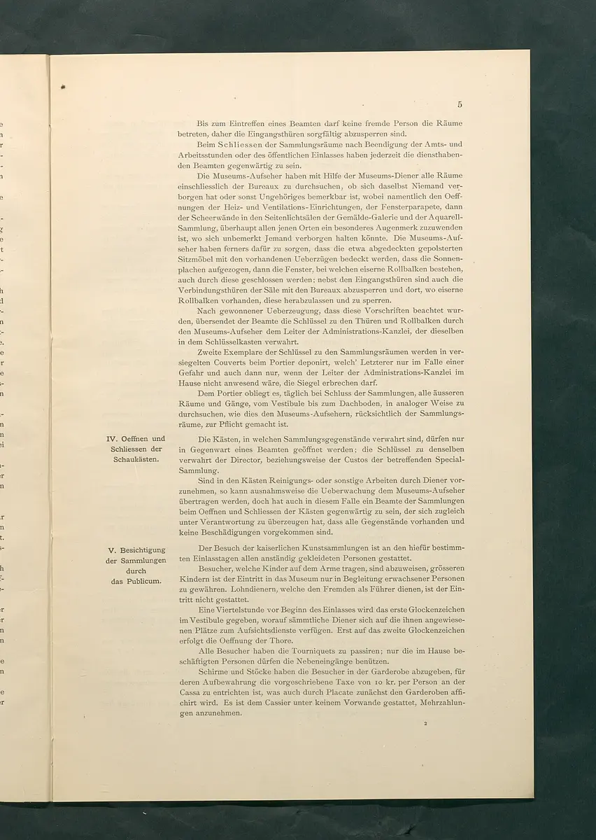 Bestimmungen für den Dienstbetrieb in den kunsthistorischen Sammlungen des Allerhöchsten Kaiserhauses