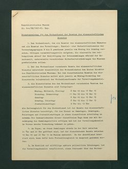 Dienstanweisungen für Postenaufseher, Portiere, die Telephonzentrale, Oberaufseher, Nachtportiere und Nachtaufseher, für den Wochendienst der Beamten und der Verwaltungskanzlei