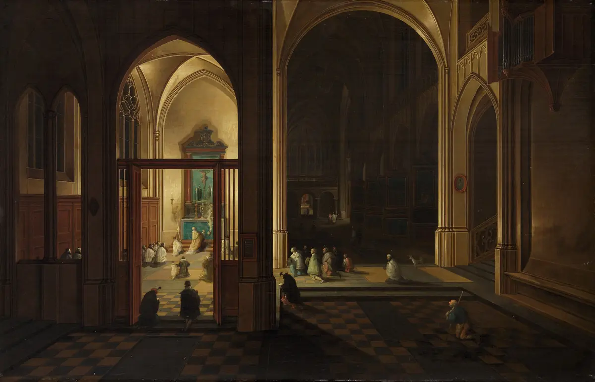 Abendmesse in einer gotischen Kirche