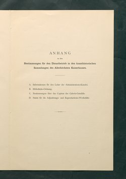 Bestimmungen für den Dienstbetrieb in den kunsthistorischen Sammlungen des Allerhöchsten Kaiserhauses