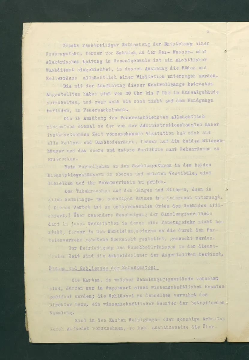 Dienstbestimmungen für das Aufsichtspersonal in den Sammlungen