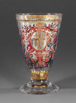 Fußbecher mit Darstellung des heiligen Thomas von Aquin