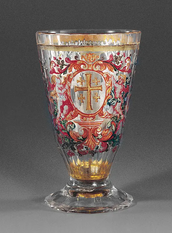 Fußbecher mit Darstellung des heiligen Thomas von Aquin