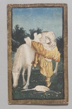 Spielkarte Reiher Unter aus dem "Ambraser Hofjagdspiel"