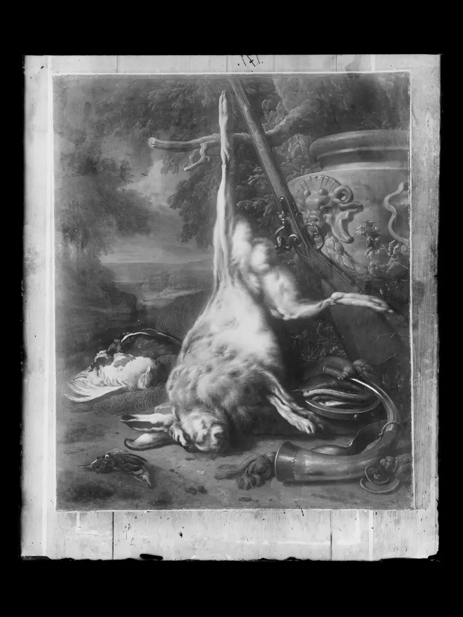 Still-Leben mit totem Hasen