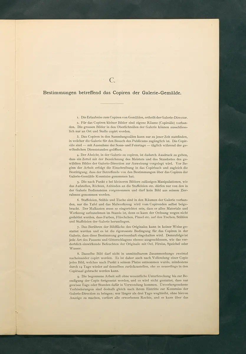 Bestimmungen für den Dienstbetrieb in den kunsthistorischen Sammlungen des Allerhöchsten Kaiserhauses