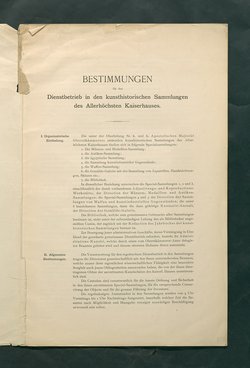 Bestimmungen für den Dienstbetrieb in den kunsthistorischen Sammlungen des Allerhöchsten Kaiserhauses