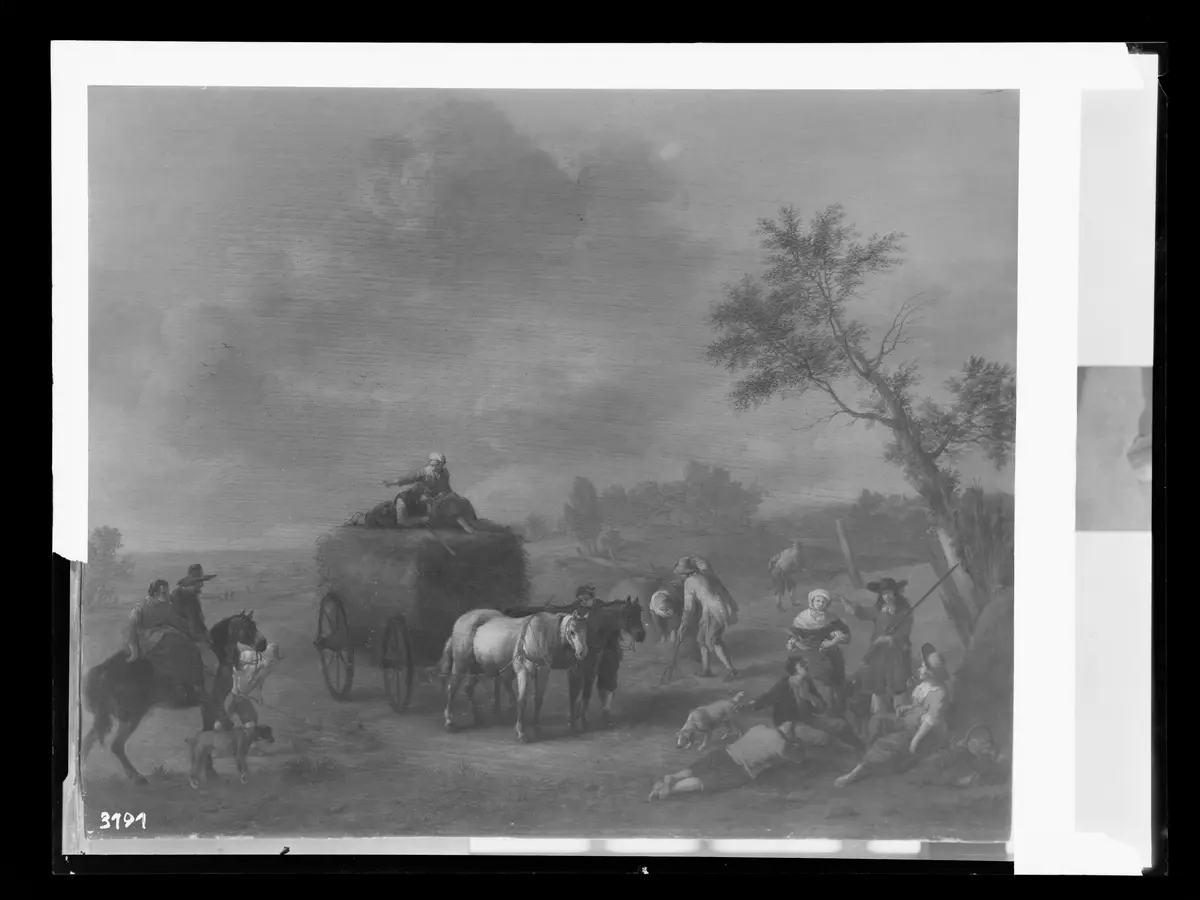 Landschaft mit Heuernte