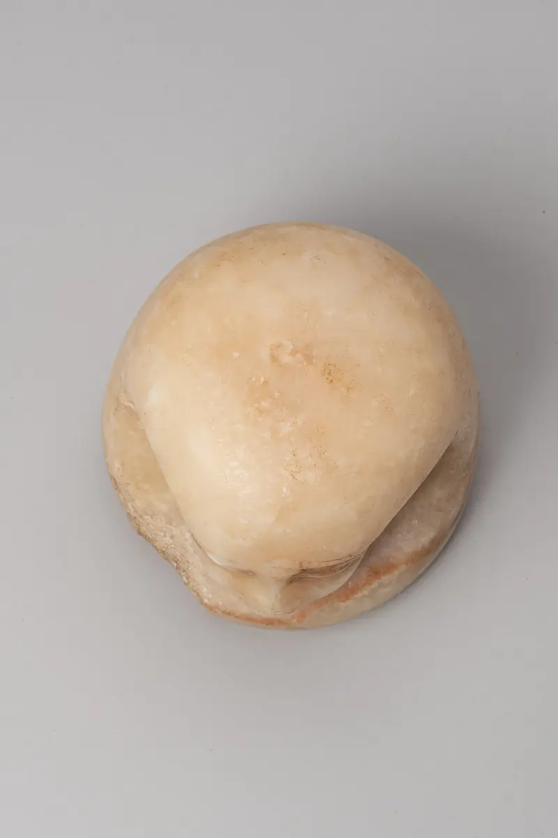 Kanopendeckel in Form eines Menschenkopfes