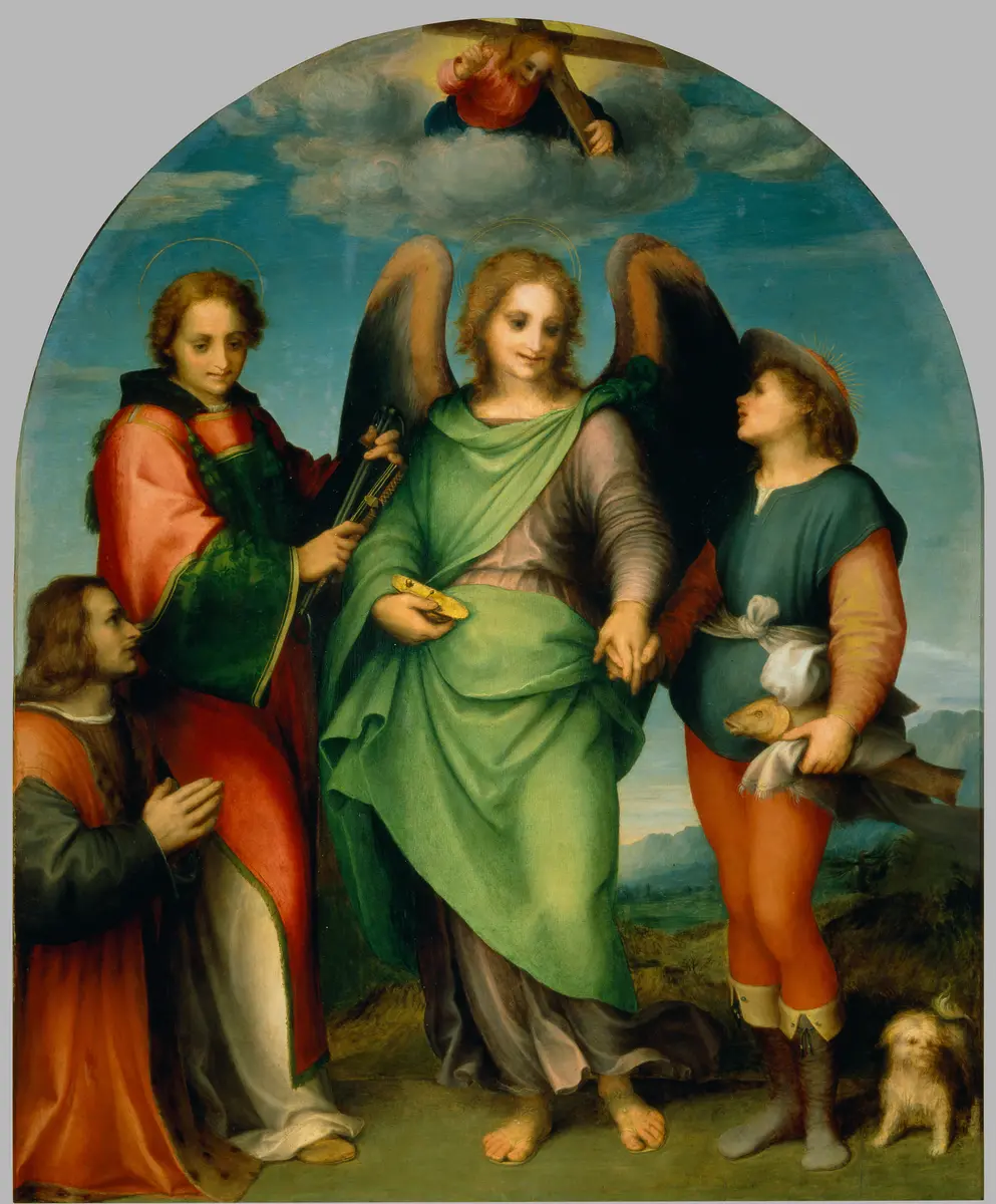 Erzengel Raphael mit Tobias, hl. Laurentius und dem Stifter Leonardo di Lorenzo Morelli