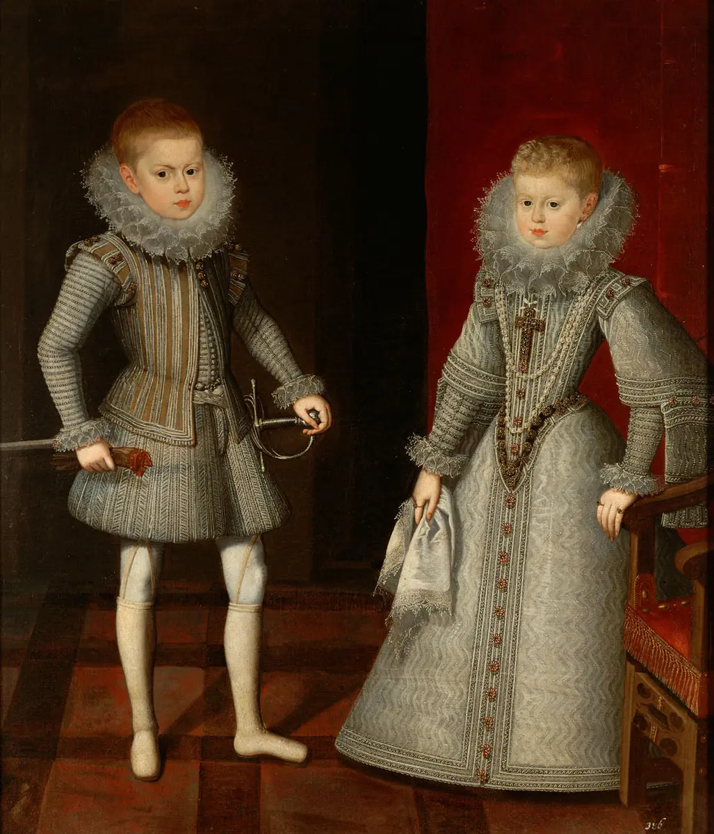 Infant Carlos (1607-1632) mit seiner Schwester, Infantin Maria Anna (1606-1646), Bildnis in ganzer Figur