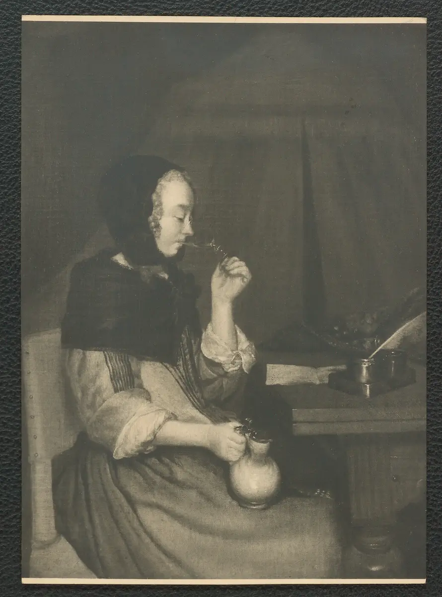 Terborch: Dame mit Weinglas. Öl-Leinwand, 29 x 38 cm