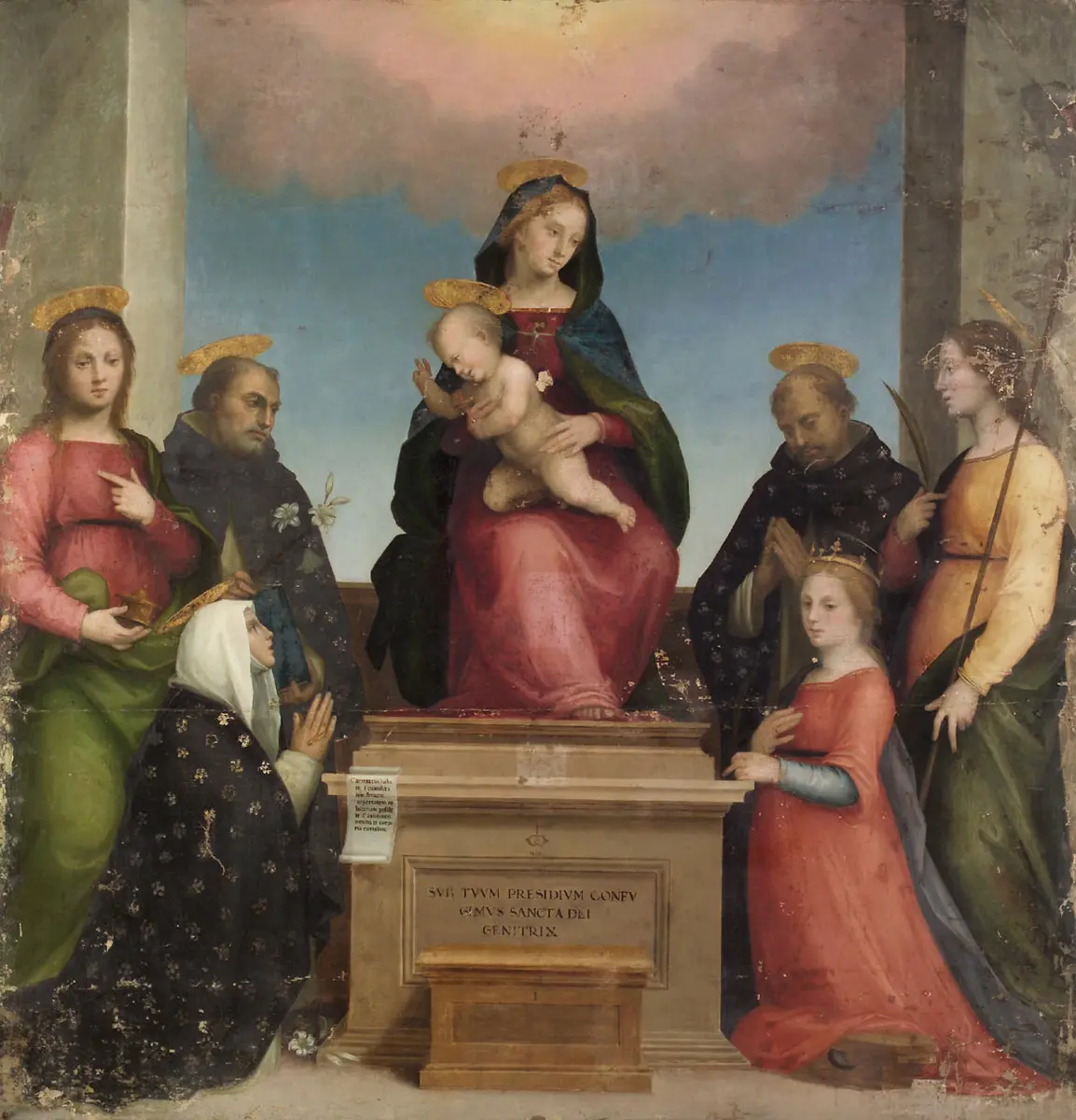 Maria mit Kind und den hll. Katharina von Siena, Katharina von Alexandrien, Maria Magdalena, Dominikus, Petrus Martyr und einer Märtyrerin