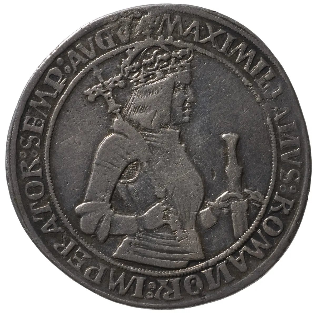 Maximilian I., Guldiner, geharnischtes Hüftbild