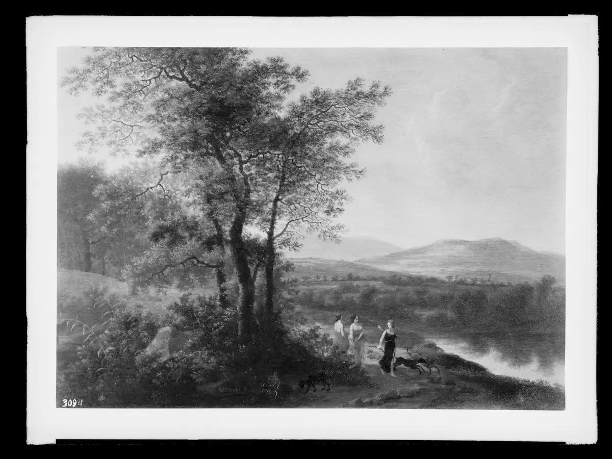 Landschaft mit Figuren, Diana und zwei Nymphen