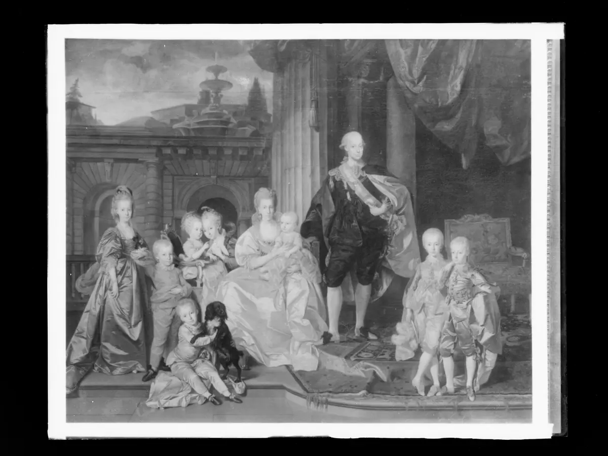 Großherzog Pietro Leopoldo von Toskana mit seiner Familie im Hof des Palazzo Pitti, Florenz