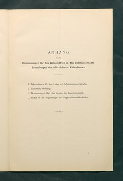 Bestimmungen für den Dienstbetrieb in den kunsthistorischen Sammlungen des Allerhöchsten Kaiserhauses