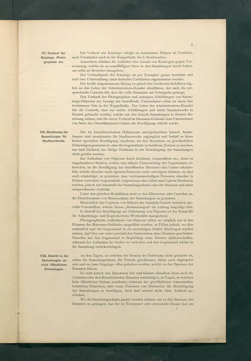 Bestimmungen für den Dienstbetrieb in den kunsthistorischen Sammlungen des Allerhöchsten Kaiserhauses