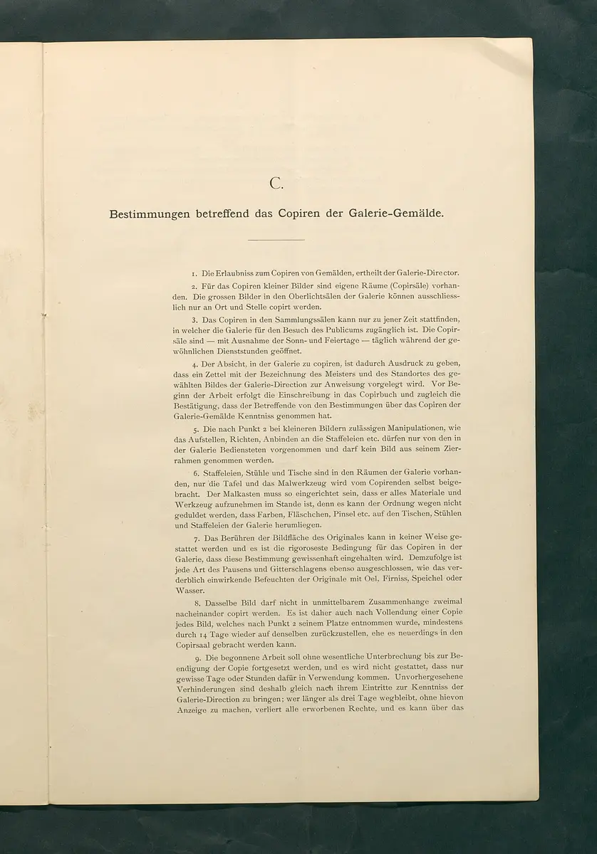 Bestimmungen für den Dienstbetrieb in den kunsthistorischen Sammlungen des Allerhöchsten Kaiserhauses