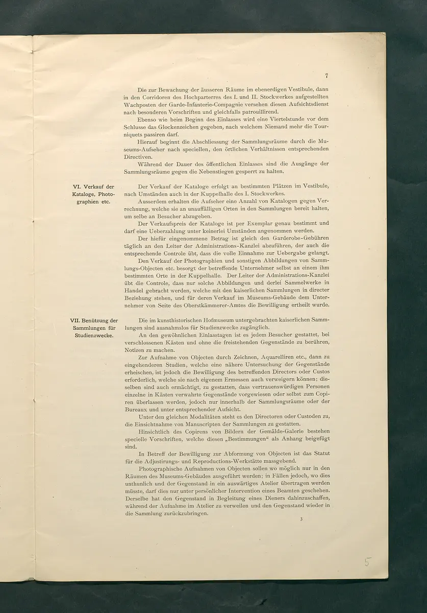 Bestimmungen für den Dienstbetrieb in den kunsthistorischen Sammlungen des Allerhöchsten Kaiserhauses