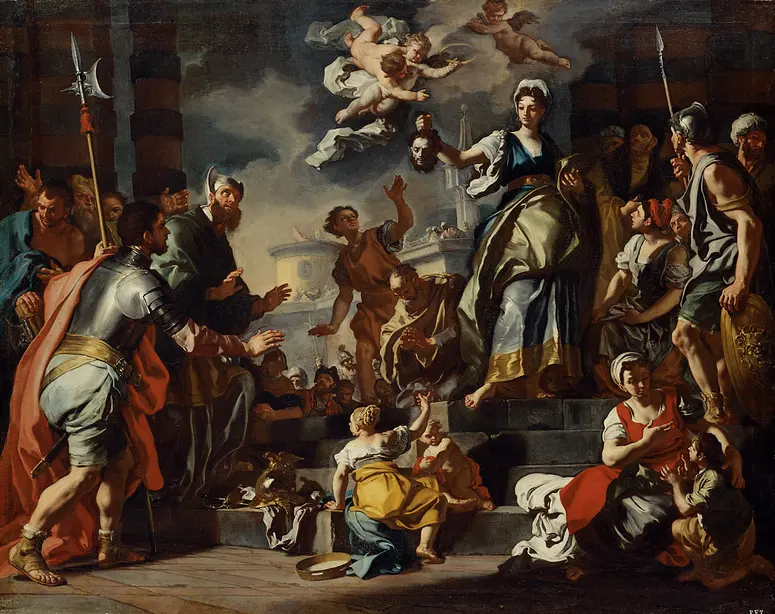 Judith zeigt dem Volk das Haupt des Holofernes