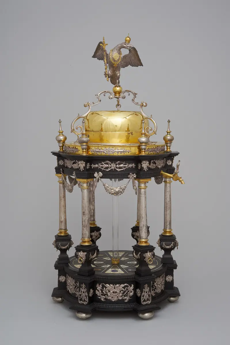 Automatenuhr in Gestalt eines Tischbrunnens (sog. Heronsbrunnen)