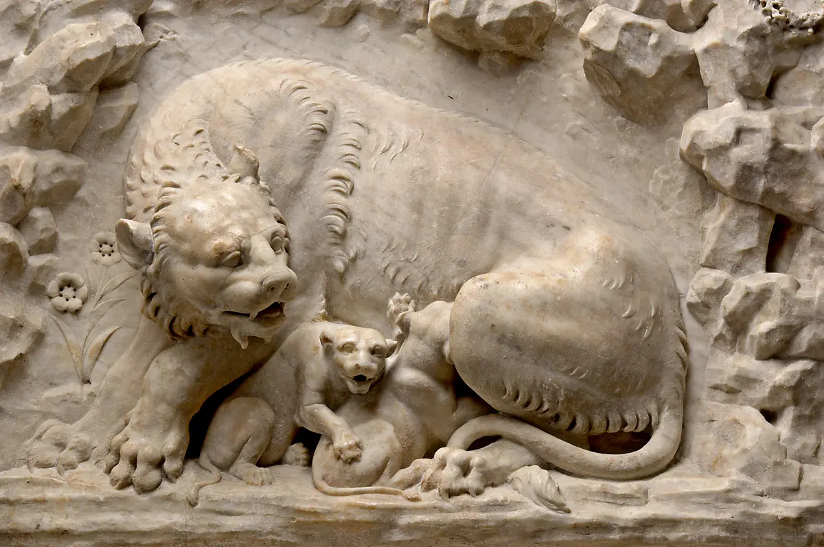 Brunnenrelief Grimani: Löwin mit Jungen