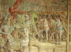 Kriegszug Kaiser Karls V. gegen Tunis (1535): Musterung des Heeres bei Barcelona durch den Kaiser