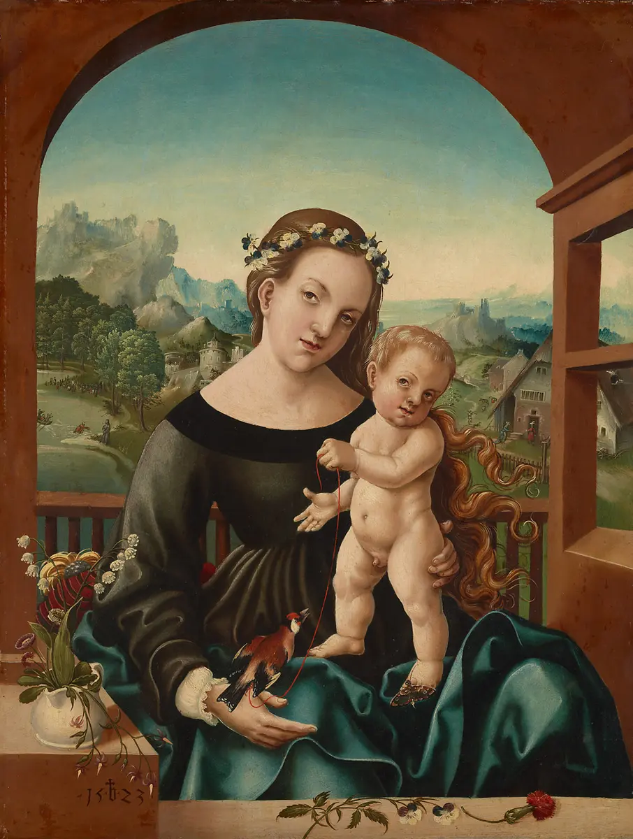 Maria mit Kind und Stieglitz