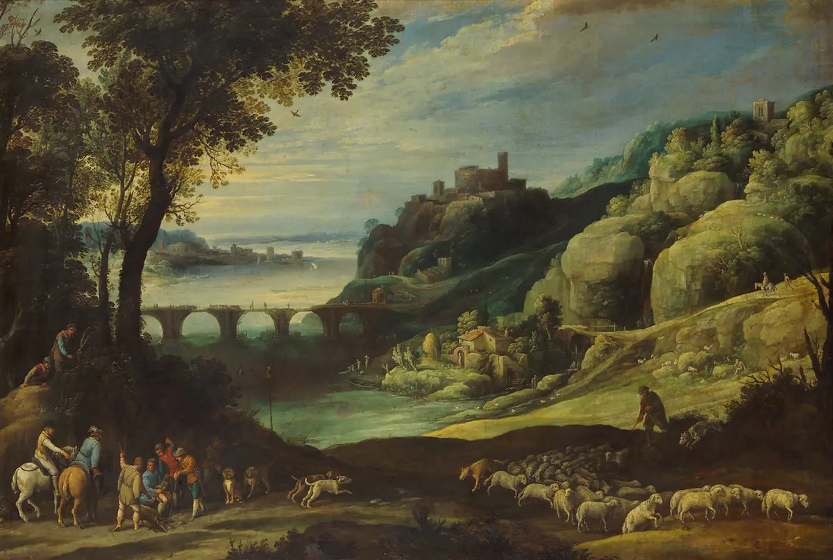 Landschaft mit Brücke