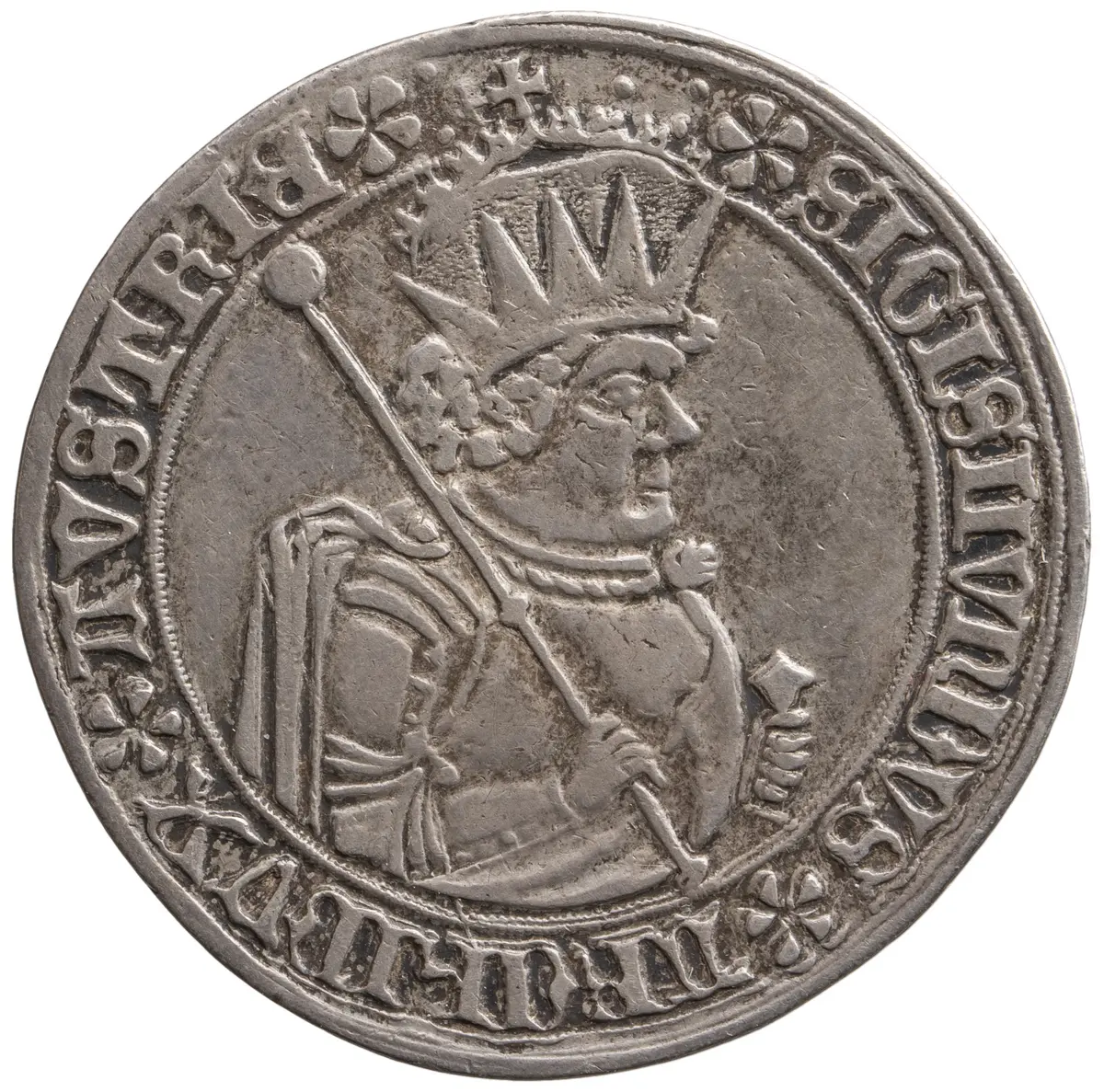 Ehg. Sigismund, Guldiner, geharnischtes Brustbild, Turnierreiter