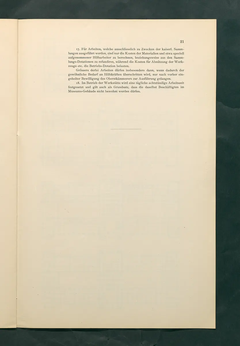Bestimmungen für den Dienstbetrieb in den kunsthistorischen Sammlungen des Allerhöchsten Kaiserhauses