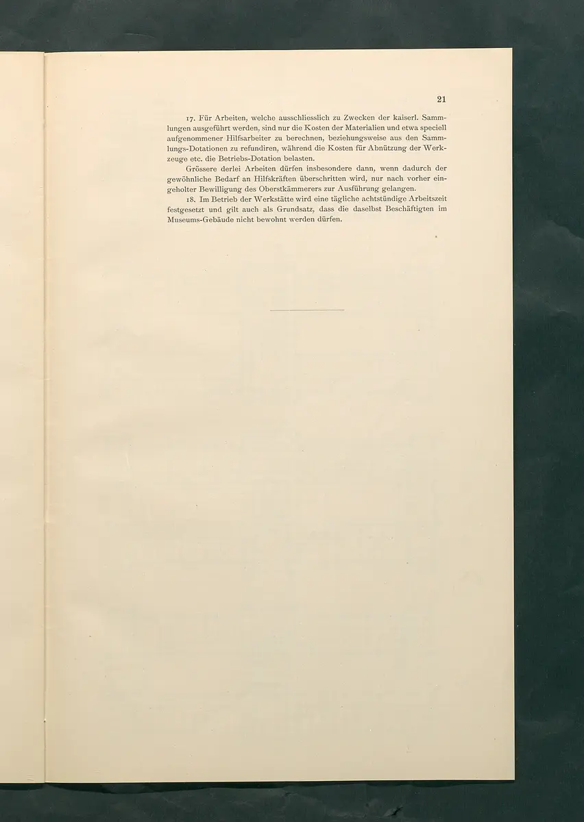 Bestimmungen für den Dienstbetrieb in den kunsthistorischen Sammlungen des Allerhöchsten Kaiserhauses